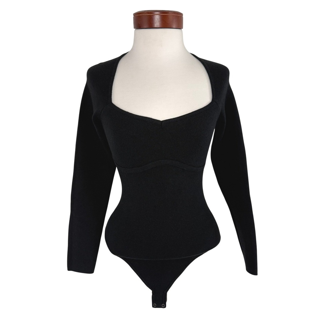 Abercrombie & Fitch Black Sweetheart Corset‎ Long Sleeve Bodysuit S Clean Girl
